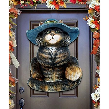 GLORIOUSGIFTS 8158411 Cat in Hat Wooden Ornament Set of 2 GL1800215